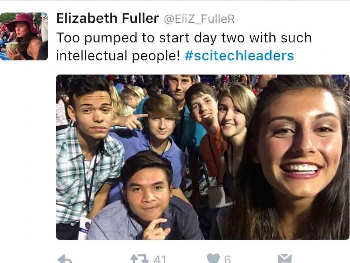 Tweet from Elizabeth Fuller: Too pumped to start day two with such intellectual people! #scitechleaders