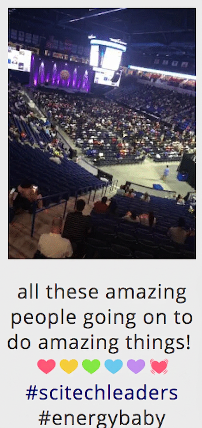 Tweet: all these amazing people going on to do amazing things! #scitechleaders #energybaby